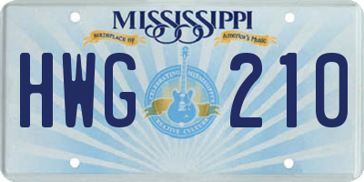 MS license plate HWG210
