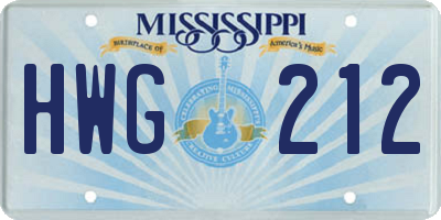 MS license plate HWG212