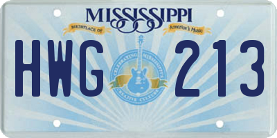 MS license plate HWG213