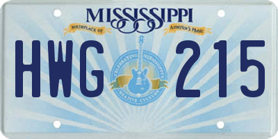 MS license plate HWG215