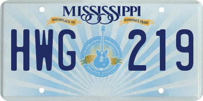 MS license plate HWG219