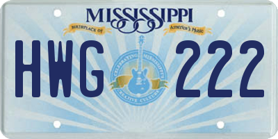 MS license plate HWG222