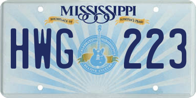 MS license plate HWG223