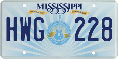 MS license plate HWG228