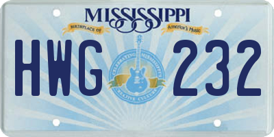 MS license plate HWG232