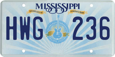 MS license plate HWG236