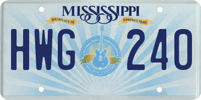 MS license plate HWG240