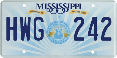 MS license plate HWG242