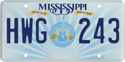 MS license plate HWG243
