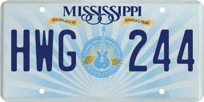 MS license plate HWG244