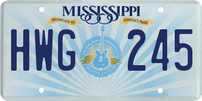 MS license plate HWG245