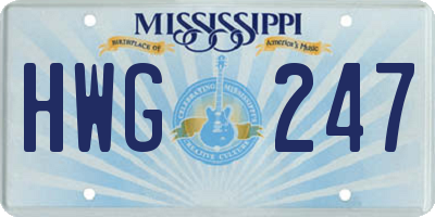 MS license plate HWG247