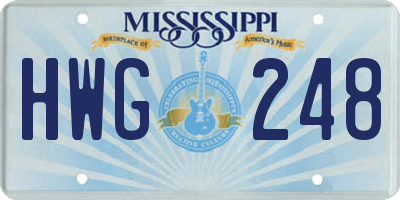 MS license plate HWG248