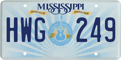 MS license plate HWG249