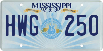 MS license plate HWG250