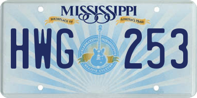 MS license plate HWG253