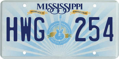 MS license plate HWG254