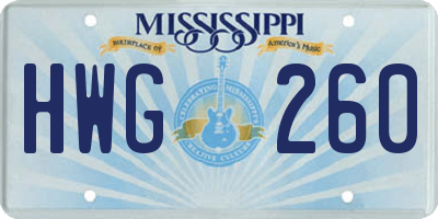 MS license plate HWG260