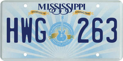 MS license plate HWG263