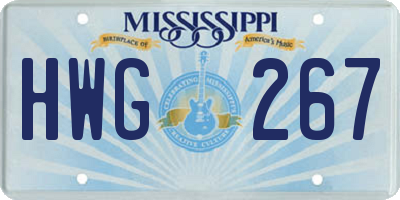 MS license plate HWG267