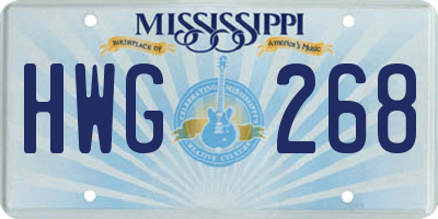 MS license plate HWG268