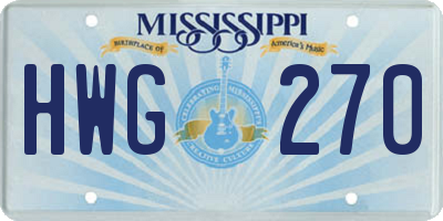 MS license plate HWG270