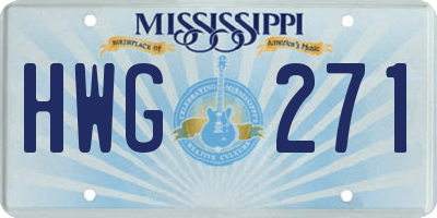 MS license plate HWG271