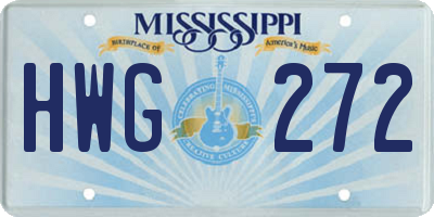 MS license plate HWG272