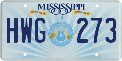 MS license plate HWG273
