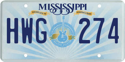 MS license plate HWG274