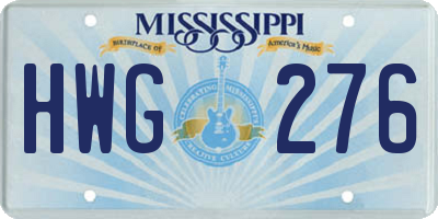 MS license plate HWG276