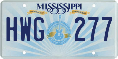 MS license plate HWG277