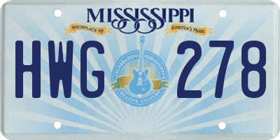 MS license plate HWG278