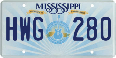 MS license plate HWG280