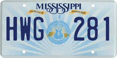 MS license plate HWG281