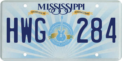 MS license plate HWG284