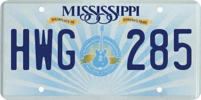 MS license plate HWG285