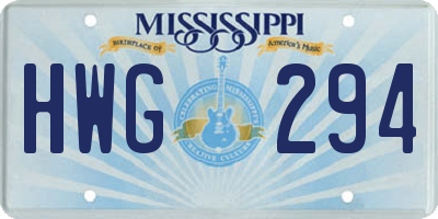 MS license plate HWG294