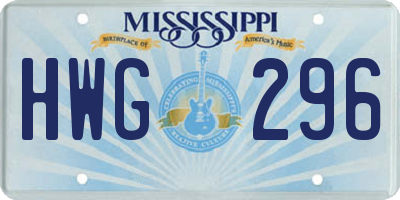 MS license plate HWG296