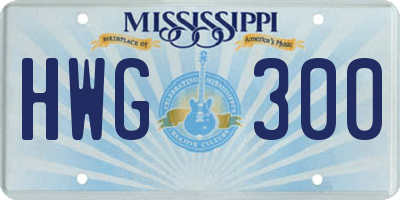 MS license plate HWG300