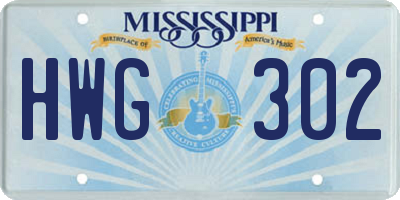 MS license plate HWG302