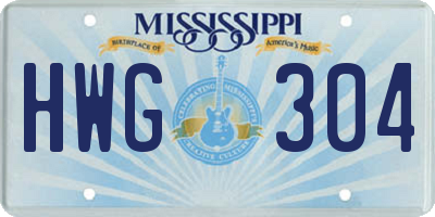 MS license plate HWG304