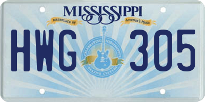 MS license plate HWG305