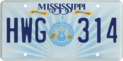 MS license plate HWG314
