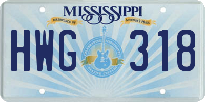 MS license plate HWG318