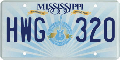 MS license plate HWG320