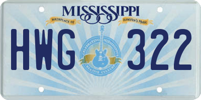 MS license plate HWG322