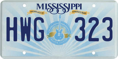 MS license plate HWG323