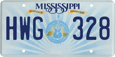 MS license plate HWG328