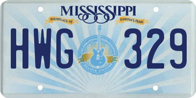 MS license plate HWG329